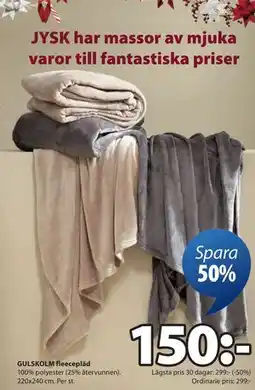 JYSK GULSKOLM fleecepläd erbjuda