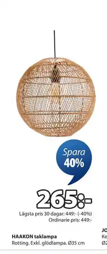 JYSK HAAKON taklampa erbjuda