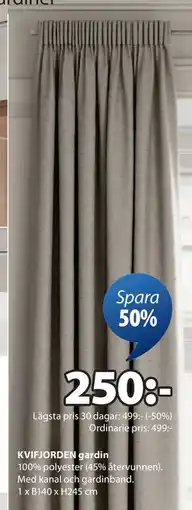 JYSK KVIFJORDEN gardin erbjuda