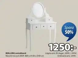 JYSK MALLING sminkbord erbjuda