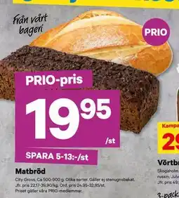 City Gross Matbröd, Pris i appen erbjuda
