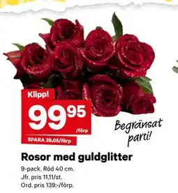 City Gross Rosor med guldglitter erbjuda