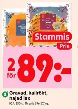 ICA Kvantum Gravad, kallrökt, najad lax erbjuda