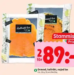 ICA Kvantum Gravad, kallrökt, najad lax erbjuda