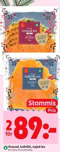 ICA Kvantum Gravad, kallrökt, najad lax erbjuda
