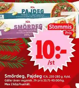 ICA Supermarket ICA Smördeg, pajdeg erbjuda