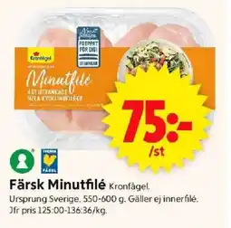 ICA Supermarket KRONFÅGEL Färsk minutfilé erbjuda