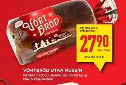 Willys PÅGEN Vörtbröd utan russin erbjuda