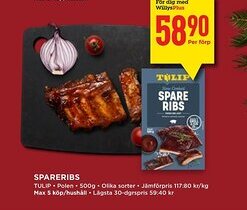 Willys TULIP Spareribs erbjuda