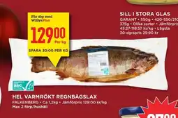 Willys FALKENBERG Hel varmrökt regnbågslax erbjuda