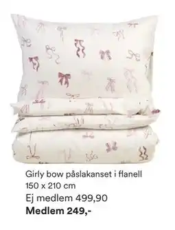 Hemtex Girly bow påslakanset i flanell 150 x 210 cm erbjuda