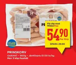 Willys PRINSKORV, Medlemspris erbjuda