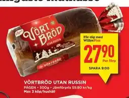 Willys VÖRTBRÖD UTAN RUSSIN, Medlemspris erbjuda