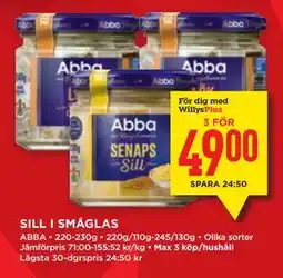 Willys SILL I SMÅGLAS, Medlemspris erbjuda