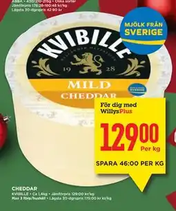 Willys CHEDDAR, Medlemspris erbjuda
