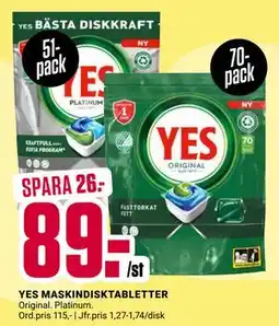 ÖoB YES MASKINDISKTABLETTER erbjuda