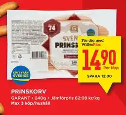 Willys Hemma PRINSKORV, Medlemspris erbjuda