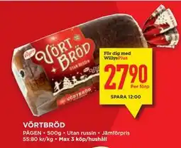 Willys Hemma VÖRTBRÖD, Medlemspris erbjuda