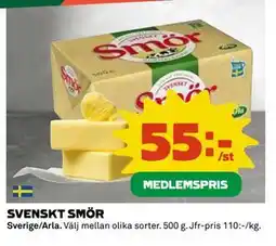Coop Daglivs SVENSKT SMÖR, Medlemspris erbjuda