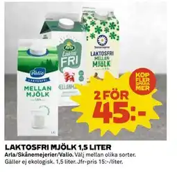 Coop Daglivs LAKTOSFRI MJÖLK 1,5 LITER erbjuda