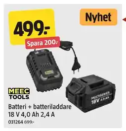 Jula Batteri + batteriladdare 18 V 4,0 Ah 2,4 A erbjuda