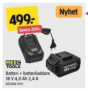 Batteri + batteriladdare 18 V 4,0 Ah 2,4 A