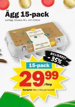 Pekås Ägg 15-pack, Medlemspris erbjuda