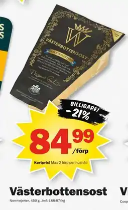 Pekås Västerbottensost, Medlemspris erbjuda