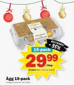 Pekås Ägg 15-pack, Medlemspris erbjuda