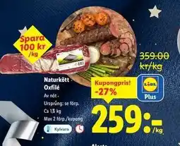 Lidl Naturkött oxfilé erbjuda