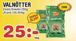 Nya Pulsen Exotic Snacks Valnötter erbjuda