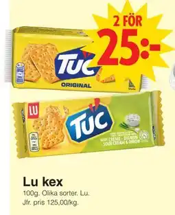 Matöppet Lu kex erbjuda