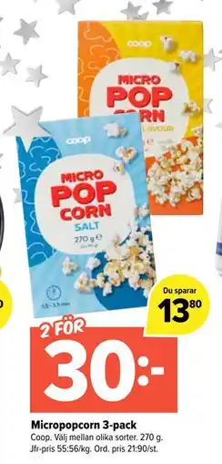 Coop Extra Micropopcorn 3-pack erbjuda
