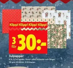ICA Kvantum Julpapper erbjuda