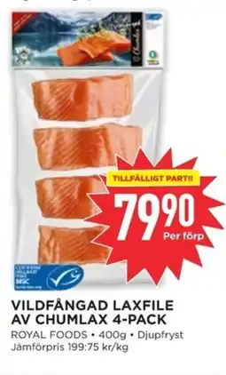 Willys Vildfångad laxfile av chumlax 4-pack erbjuda