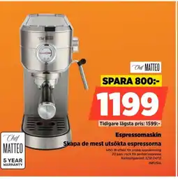 Power Chef Matteo Espressomaskin INFUSIA erbjuda