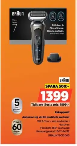 Power BRAUN Rakapparat BRAUN72C1200S erbjuda