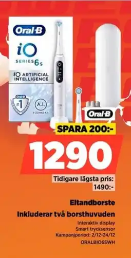 Power Oral-B Eltandborste ORALBIO6SWH erbjuda