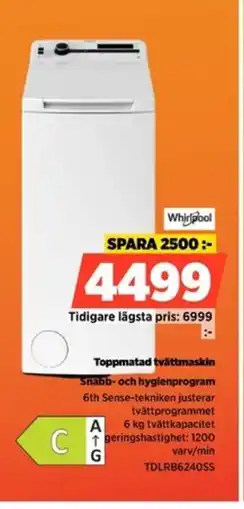 Power Whirlpool Toppmatad tvättmaskin TDLRB6240SS erbjuda