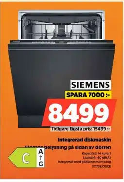Power SIEMENS Integrerad diskmaskin SX73EX01CE erbjuda