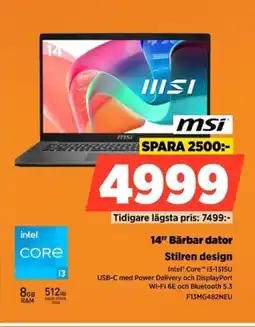 Power MSI 14" Bärbar dator F13MG482NEU erbjuda