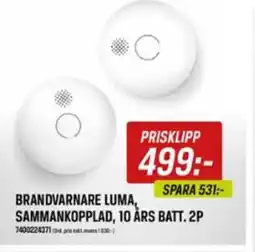 Tools Brandvarnare Luma, sammankopplad, 10 års batt. 2p erbjuda