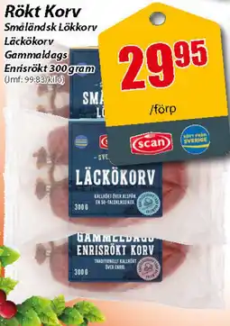 Extra Mjällby Stormarknad Scan Rökt Korv erbjuda