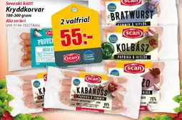 Extra Mjällby Stormarknad Scan Svenskt kött! Kryddkorvar erbjuda