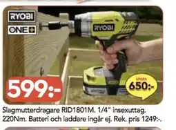 Bo Ohlsson RYOBI Slagmutterdragare RID1801M. 1/4" erbjuda