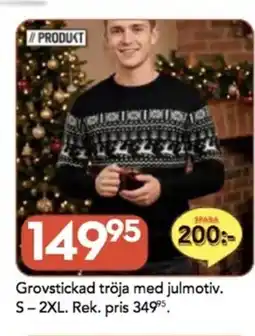 Bo Ohlsson Grovstickad tröja med julmotiv erbjuda