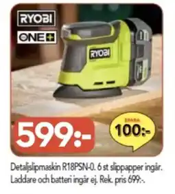 Bo Ohlsson RYOBI ONE+ Detaljslipmaskin R18PSN-0. 6 erbjuda