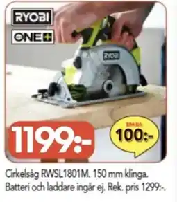 Bo Ohlsson RYOBI ONE+ Cirkelsåg RWSL1801M erbjuda