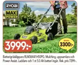 Bo Ohlsson RYOBI Batterigräsklippare RLM36X41H50PG erbjuda