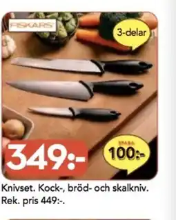 Bo Ohlsson Knivset. Kock-, bröd- och skalkniv erbjuda